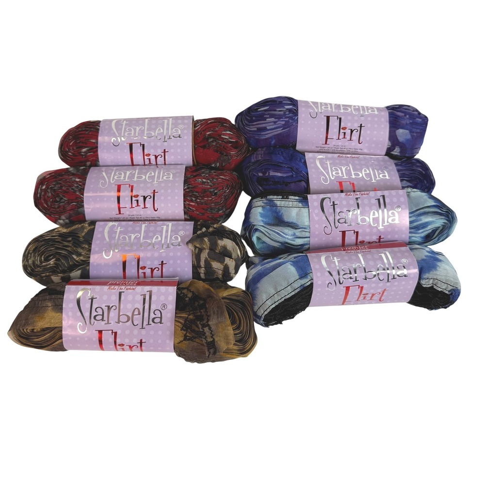Premier Starbella Flirt Yarn Lot 8pc 5 Styles Super Bulky Mesh Ribbon Scarf Yarn